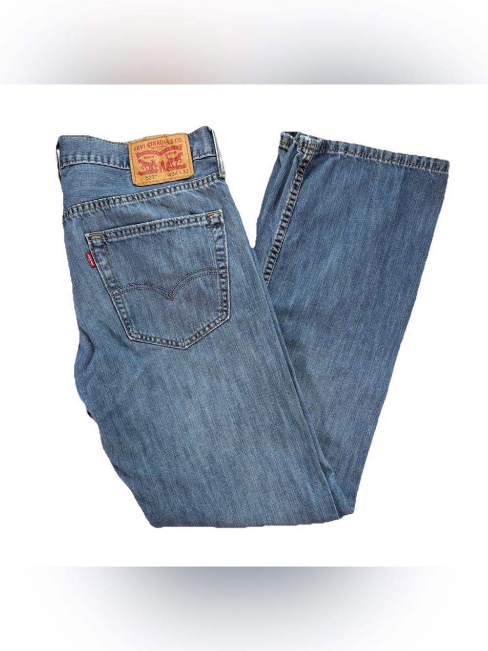 Levi’s 527 Low Boot Cut Jeans Men's 34 x 32 Blue Distressed Y2K Vintage Grunge